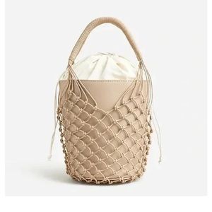 Jcrew nwot leather beige bucket bag